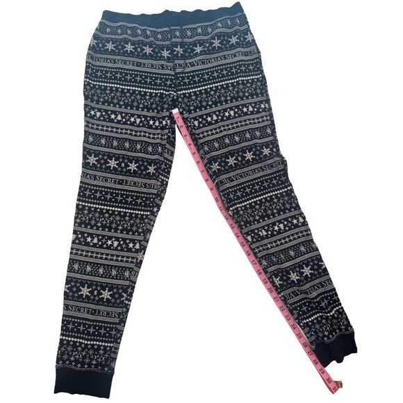 Victorias Secret Thermal Longsleeve Pajama Sleep Set Black White Fair Isle Large - Picture 10 of 11